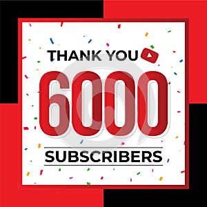 Thank You 6000 Subscribers Celebration Vector Template Design