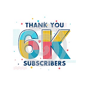 Thank you 6k Subscribers celebration, Greeting card for 6000 social Subscribers