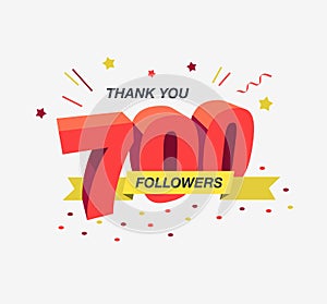 Thank you 700 social media followers, modern flat banner