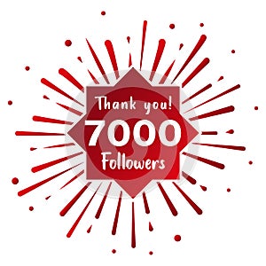 Thank you 7000 followers. Social media concept. 7k followers celebration template. Vector design