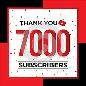 Thank You 7000 Subscribers Celebration Vector Template Design
