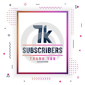 Thank you 7K subscribers, 7000 subscribers celebration modern colorful design