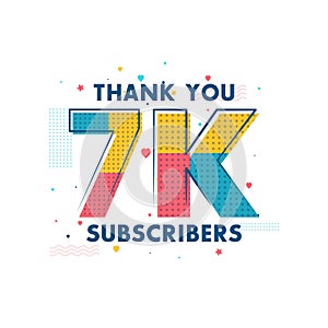 Thank you 7k Subscribers celebration, Greeting card for 7000 social Subscribers