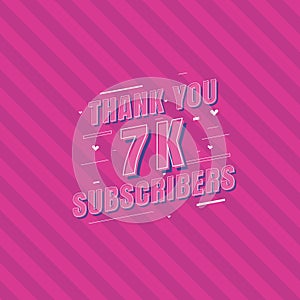 Thank you 7k Subscribers celebration, Greeting card for 7000 social Subscribers