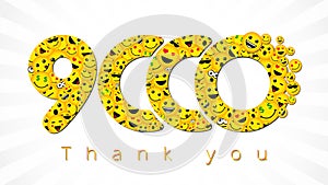 Thank you 9 000 followers logotype.