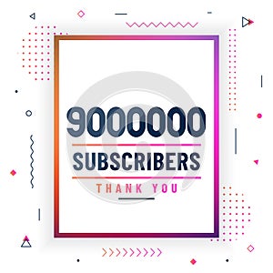Thank you 9000000 subscribers, 9M subscribers celebration modern colorful design