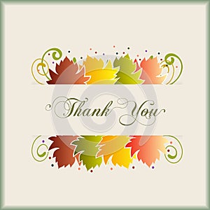 Thank you autumn colorful fall leaf colorful season greetings card holidays celebrations logo design vector image