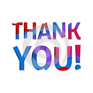 Thank you banner with paper cut design background