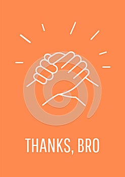 Thank you buddy postcard with linear glyph icon