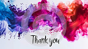 Thank you - calligraphy lettering on abstract watercolor painted background