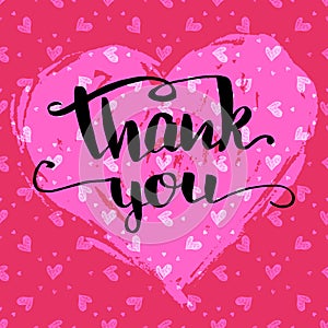 Thank you calligraphy Valentine's day card