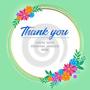 Thank you card with bouquet of colorful flowers