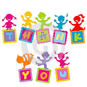 Thank you card with cartoon kids