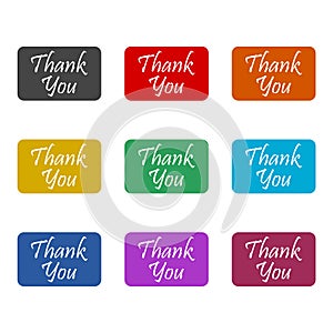 Thank you card color set isolated on white background photo