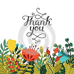 Thank you card with handdrawn lettering