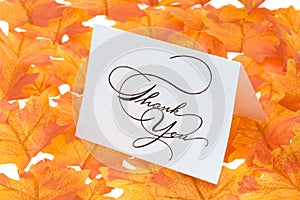 Thank you card with a leaves