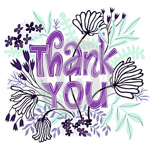 Thank you card with lettering and flowers