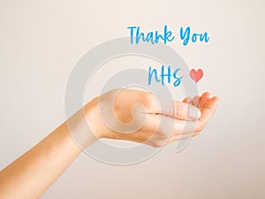 Thank you card for nhs staff with female hand photo