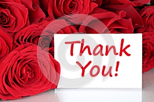 Thank you card with red roses flowers