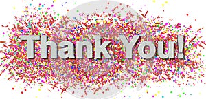 Thank you carnival party confeti decoration background colors - 3d rendering