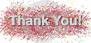 Thank you carnival party confeti decoration background colors - 3d rendering photo