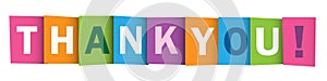 THANK YOU! colorful overlapping letters banner