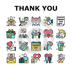 Thank You Day Holiday Collection Icons Set Vector