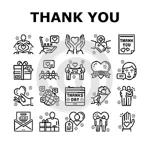 Thank You Day Holiday Collection Icons Set Vector