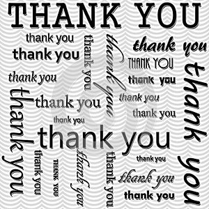 Thank You Design with Gray and White Wavy Stripes Tile Pattern R