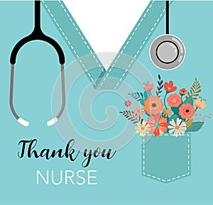 Thank you, doctor and nurse - COVID-19 pandemic concept, vector illustration stock illustration