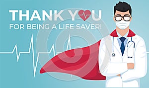 Thank you doctor and Nurses and medical personnel. Vector illustration. Celebrated annual in United States. Medical concept