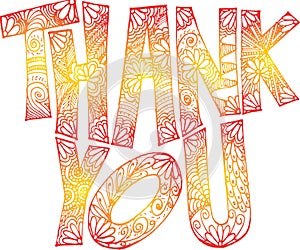 Thank you doodle art-reddish yellow