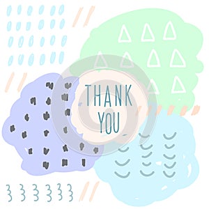 Thank you doodle card template. Abstract handmade letters patte