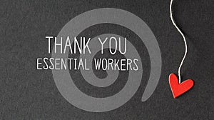 Thank You Essential Workers message with paper hearts