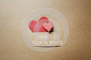 Thank You Essential Workers message with small hearts