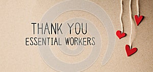 Thank You Essential Workers message with small hearts