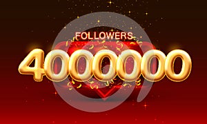 Thank you followers peoples, 4000k online social group, happy banner celebrate, Vector