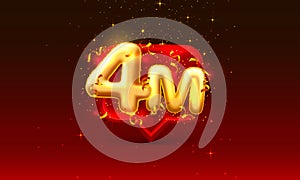 Thank you followers peoples, 4m online social group, happy banner celebrate, Vector