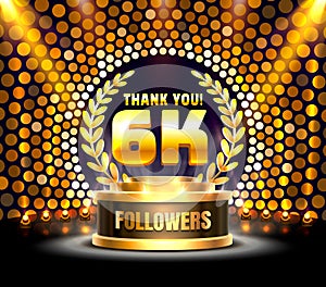 Thank you followers peoples, 6k online social group, happy banner celebrate, Vector