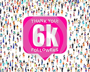 Thank you followers peoples, 6k online social group, happy banner celebrate, Vector