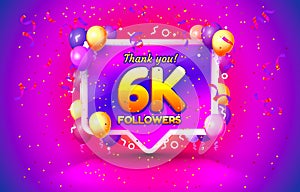 Thank you followers peoples, 6k online social group, happy banner celebrate, Vector