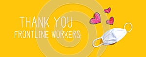 Thank You Frontline Workers message with face mask and heart drawings photo