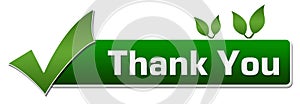 Thank You Green Leaves Tick Mark
