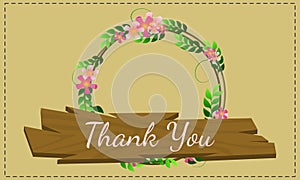 Thank you greeting card floral vector design