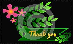 thank you greeting card floral vector design
