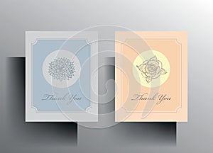 Thank you and greeting card template set. Hand drawn vector.