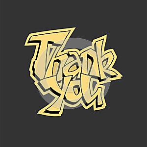 Thank you hand drawn lettering quote. Graffiti style illustration