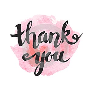 Thank You hand drawn lettering for vintage greeting card
