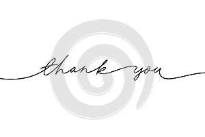 Thank you hand drawn vector modern calligraphy. Thank you handwritten ink illustration. photo