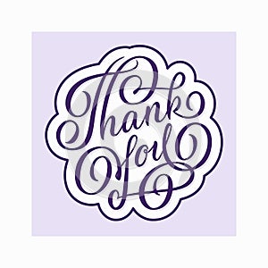 Thank you - hand lettering. Calligraphic inscription in cloud shape. Vector.